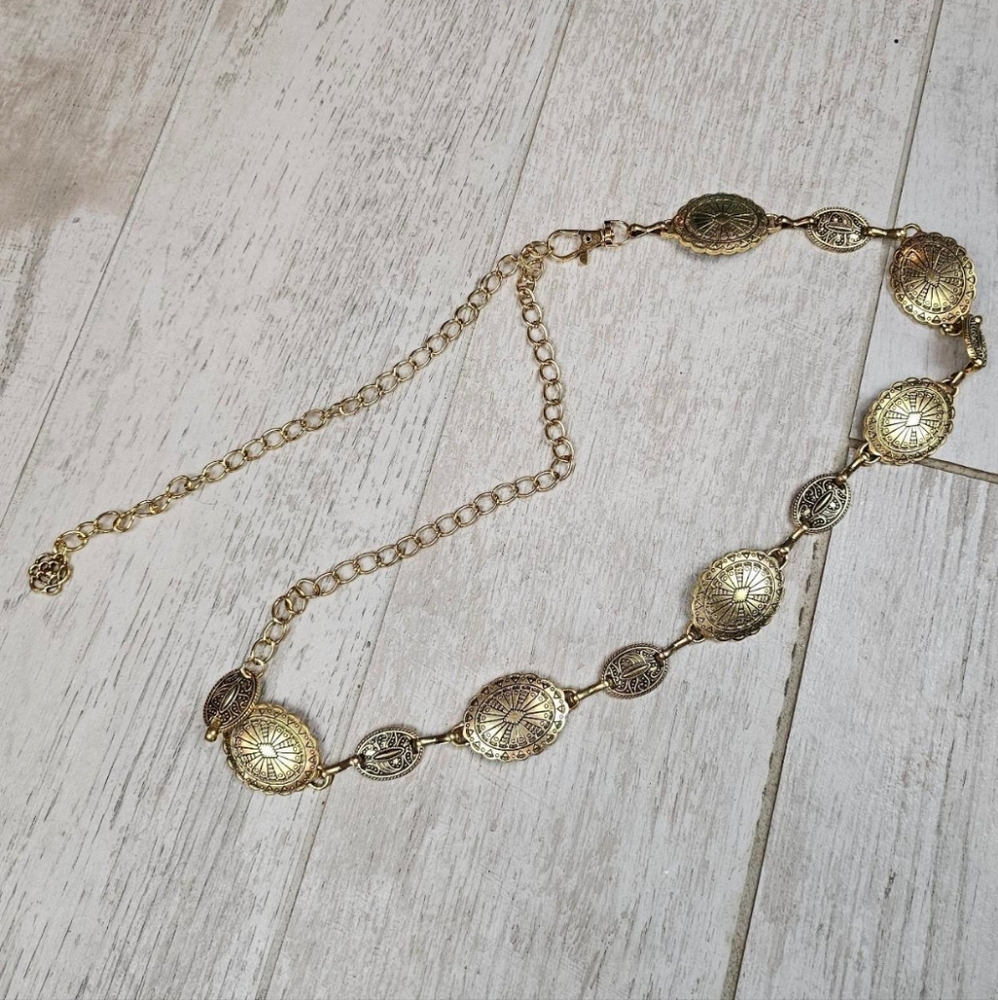 Geomertric Boho Antique-Gold Statement Belt